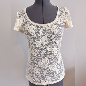 WHBM cream lace top